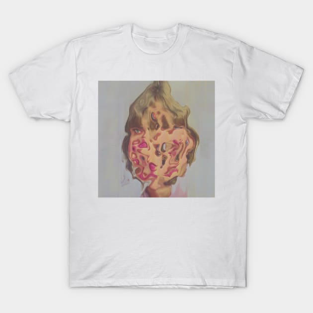 VIRGINIA - Surreal Face Glitch Aesthetic Art T-Shirt by raspberry-tea